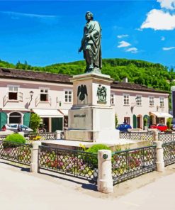 Mozart Monument Salzburg paint by numbers