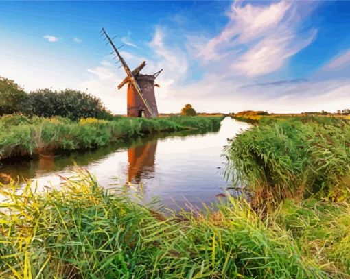 Norfolk Halvergate Windmill paint by number