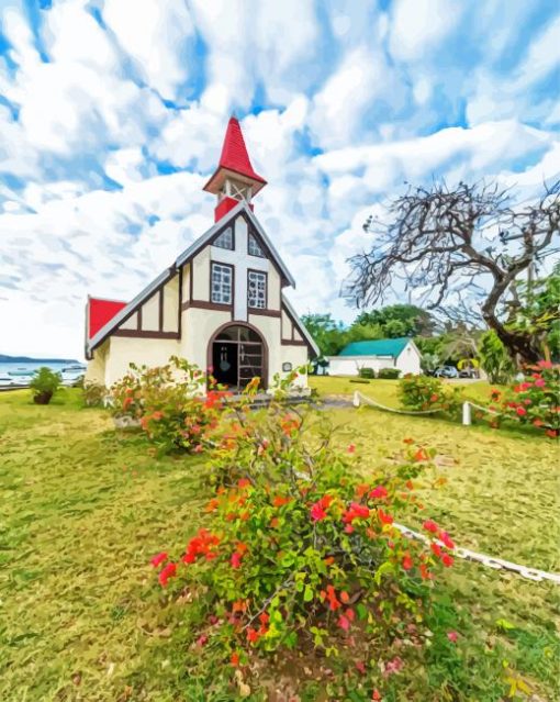 Notre Dame Auxiliatrice De Cap Malheureux Mauritius paint by number