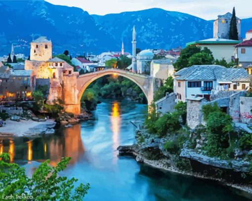 Old Bridge Mostar paint by number