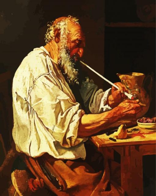 Old Man Smoking Pipe paint by number