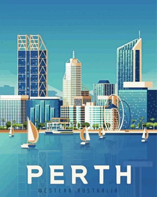 Perth Australia Poster paint by number