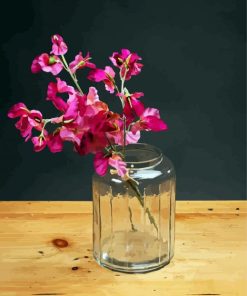 Pink Sweetpea Jar paint by numbers