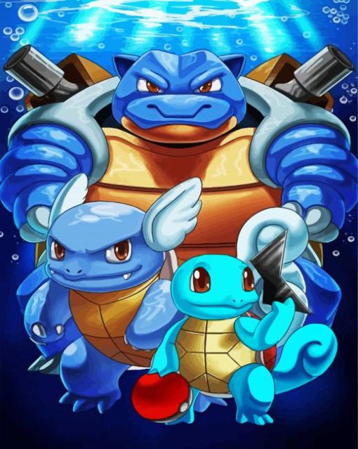 Pokemon Squirtle Evolution paint by number