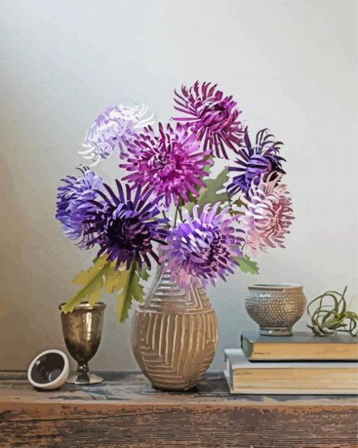 Purple Chrysanthemum Vase paint by number