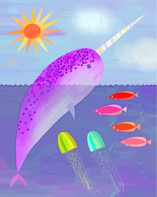 Purple Narwhal Art paint by number