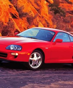 Red Classic Toyota Supra paint by number