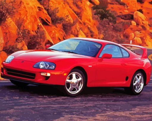 Red Classic Toyota Supra paint by number