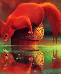 Red Squirrel On Acorn paint by numbers