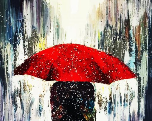 Red Umbrella Rain paint by numbers