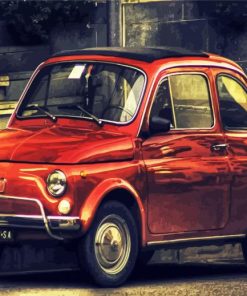 Red Vintage Fiat Car paint by numbers