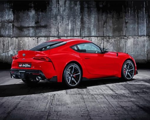 Red Toyota Supra Car paint by number