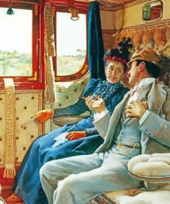 Retro Couple On Carriage paint by number