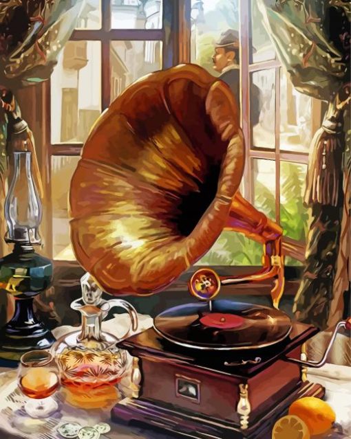 Retro Gramophone paint by number