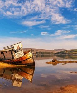 Rusty Abandoned Shipwreck paint by number