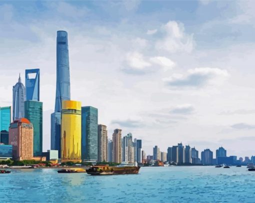 Shanghai Tower China paint by numbers