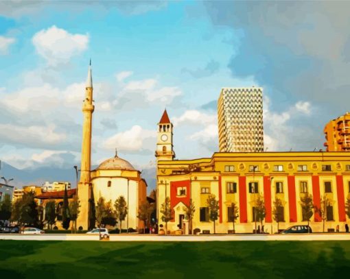 Skanderbeg Square Tirana paint by number