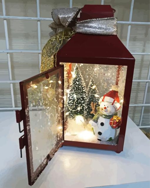 Snowy Christmas Lantern paint by number