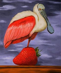 Spoonbill And Strawberry paint by number