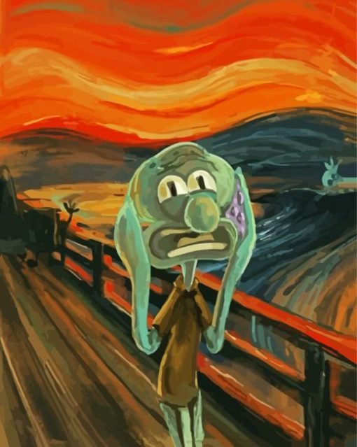 Squidward Screaming paint by number