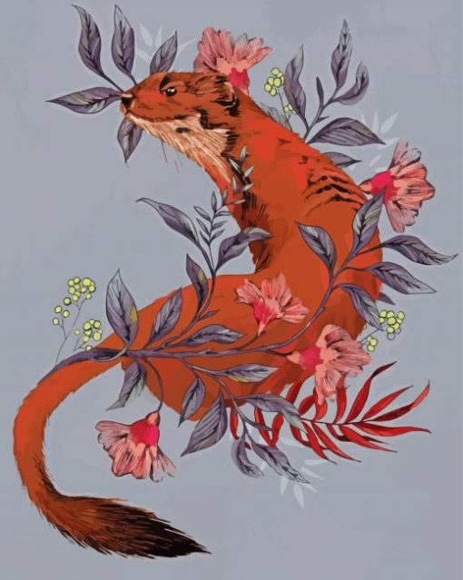 Stoat And Flowers paint by number