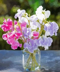 Sweetpea In Glass Jar paint by number