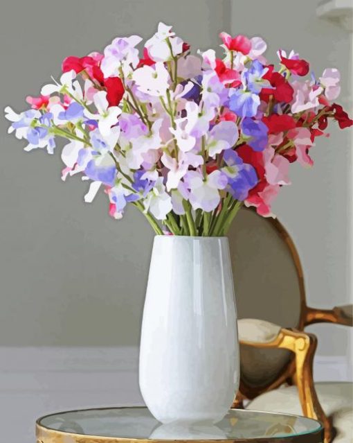 Sweetpea Vase paint by numbers