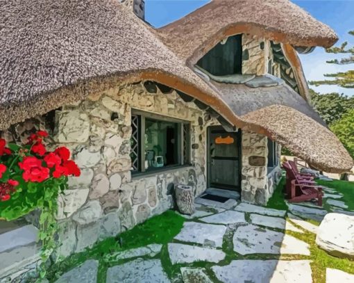 Thatched House paint by number