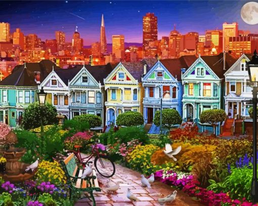 The Painted Ladies San Francisco California paint by number