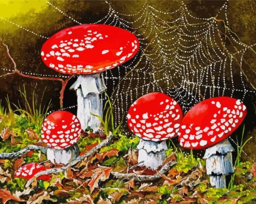 Toadstools Illustration Art paint by number