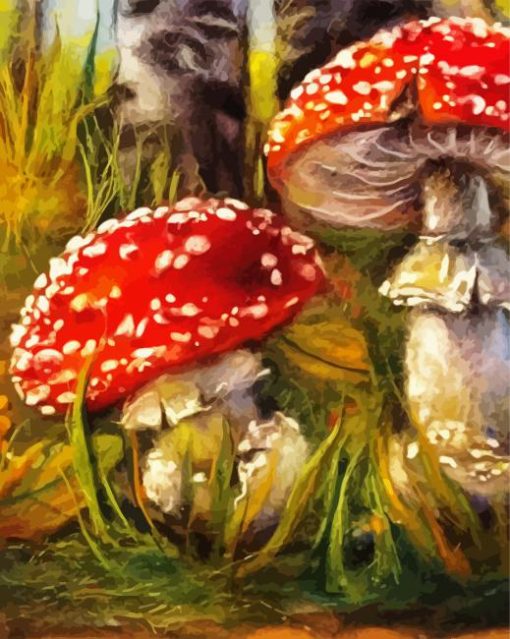 Toadstools paint by number