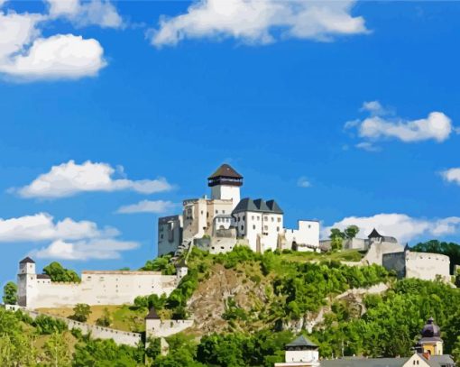 Trencin Castle Slovakia paint by number