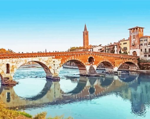 Verona Italy Ponte Pietra paint by number