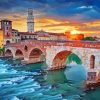 Verona Ponte Pietra Arch Bridge paint by number