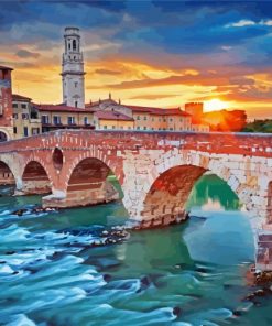 Verona Ponte Pietra Arch Bridge paint by number