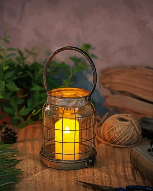 Vintage Candle Lantern paint by number