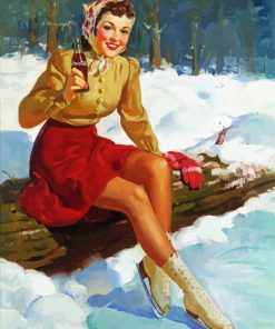 Vintage Ice Skater Woman paint by number