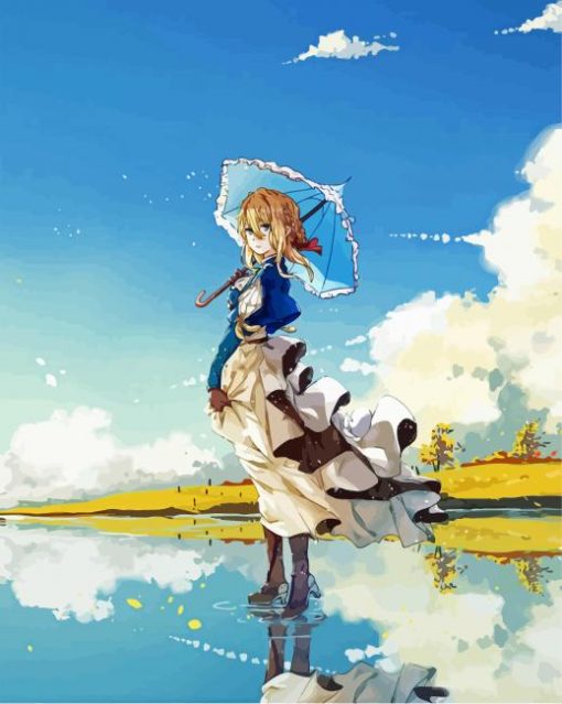 Violet Evergarden Holding Umbrella paint by number