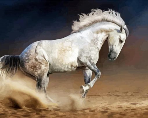 White Andalusian Horse paint by numbers