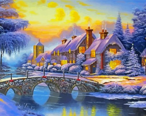 Winter Landscape House paint by number