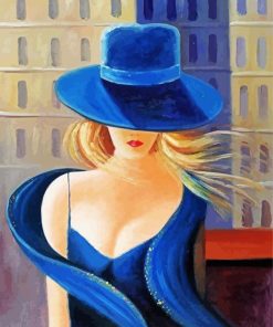 Woman In Blue Hat paint by number