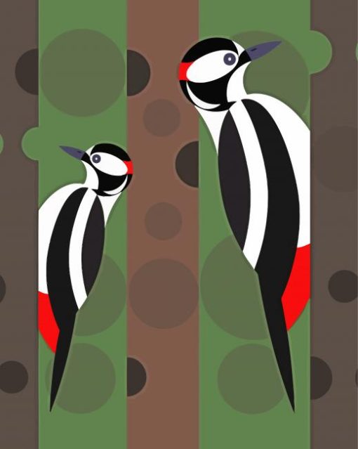 Woodpeckers Illustration paint by number