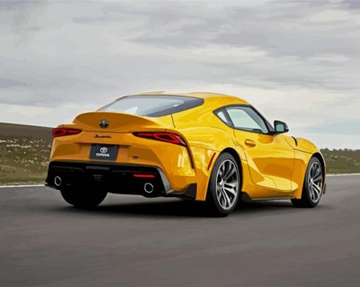 Yellow Supra Car paint by numbers