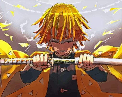 Zenitsu Agatsuma Kimestsu No Yaiba paint by number