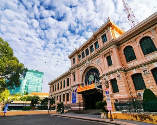 Aesthetic Saigon Central Post Office paint by number