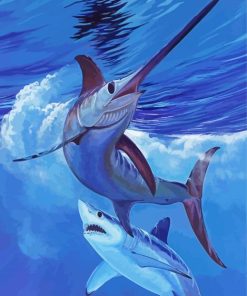 Aesthetic Sailfish And Shark paint by numbers