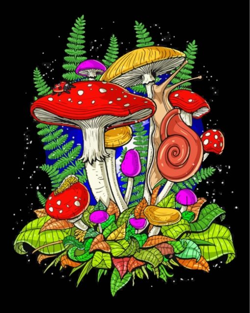 Aesthetic Toadstools Illustration paint by numbers