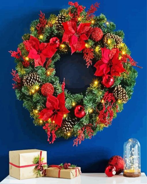 Aesthetic Christmas Wreath paint by numbers