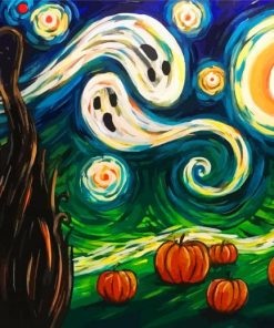 Aesthetic Halloween Starry Night paint by number