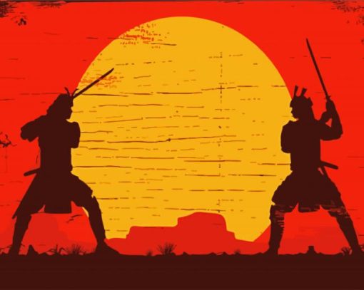 Aesthetic Silhouette Samurais paint by numbers